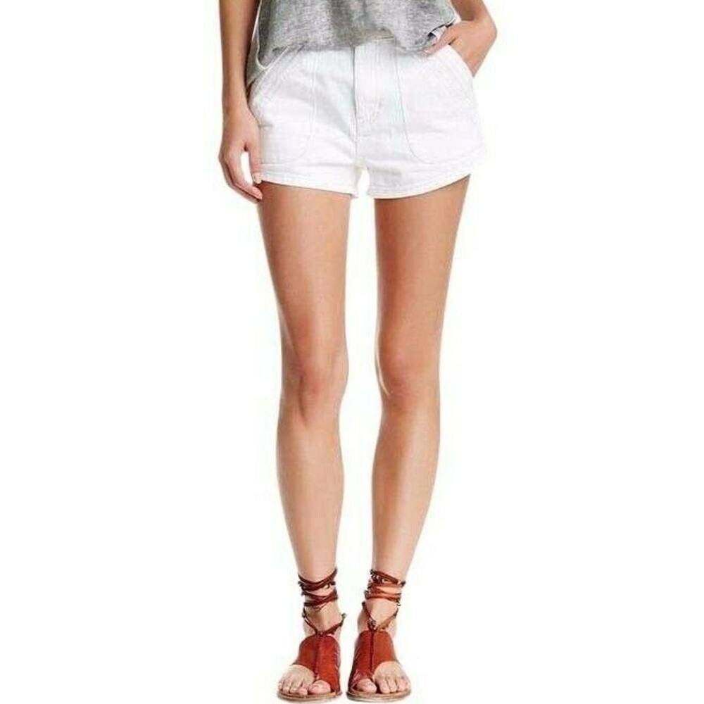 FREE PEOPLE Sweet Surrender high rise denim jeans shorts optic white Size 24 NEW - Picture 3 of 7